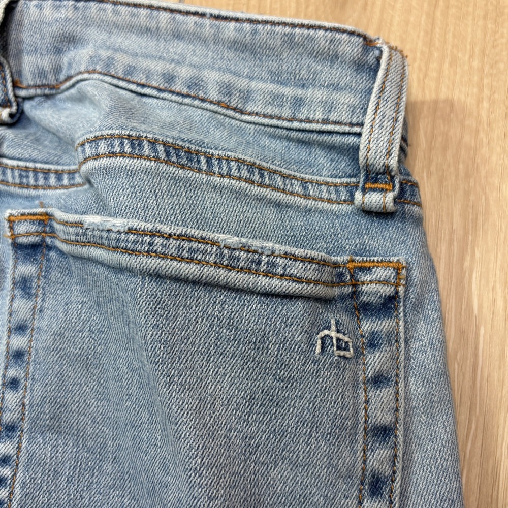 Rag & Bone Dre Slim Boyfriend Jeans Thunderbird Light Wash Distressed Hem 25 - Picture 5 of 9